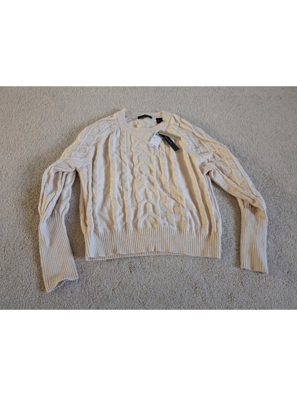 Women's Tahari Cable Knit Viscose Blend Sweater Ivory White Large NWT